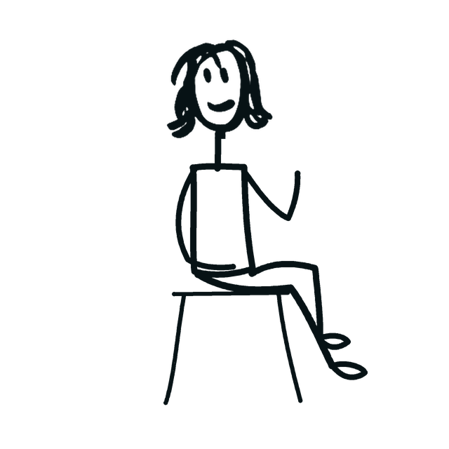 Egor sitting on a little stool, taking a well-earned break