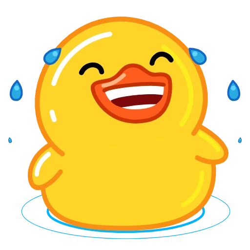 Yellow duck laughing with tears of joy