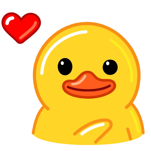 Yellow duck sending a red heart