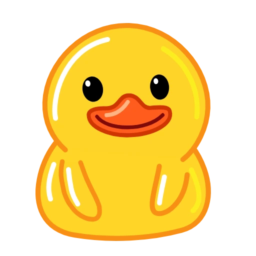 Smiling yellow duck with wings raised