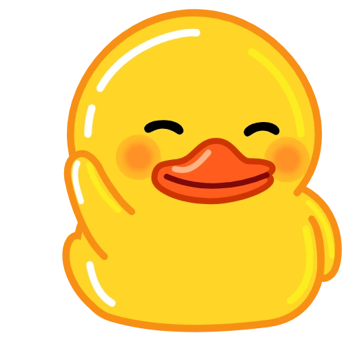 Yellow duck smiling with eyes closed