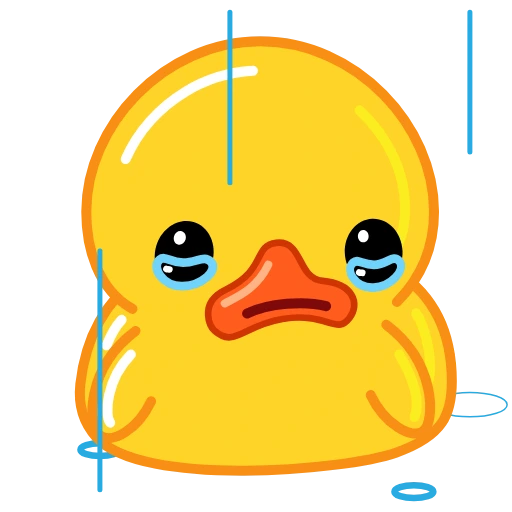 Sad yellow duck crying in the rain