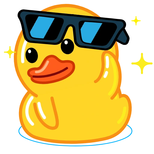Yellow duck wearing dark sunglasses