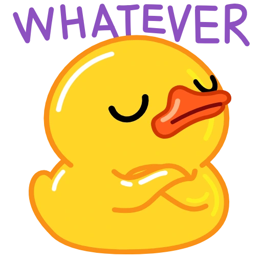 Duck with folded wings beneath the word Whatever