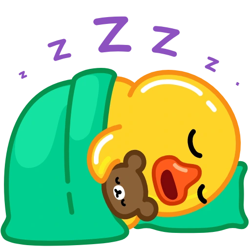Duck sleeping under a green blanket with a teddy bear